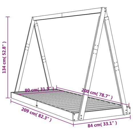 Kinderbedframe 80x200 cm massief grenenhout 9