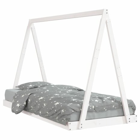 Kinderbedframe 90x200 cm massief grenenhout wit 2