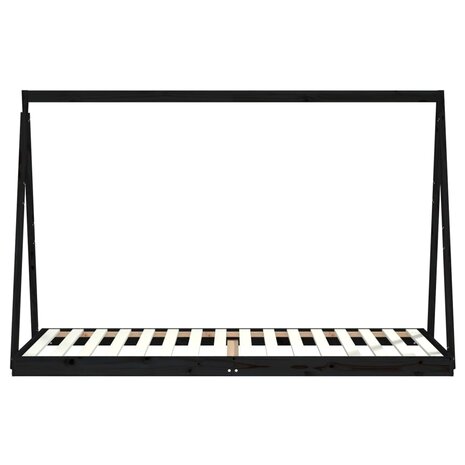 Kinderbedframe 90x200 cm massief grenenhout zwart 4