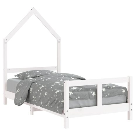 Kinderbedframe 80x160 cm massief grenenhout wit 2