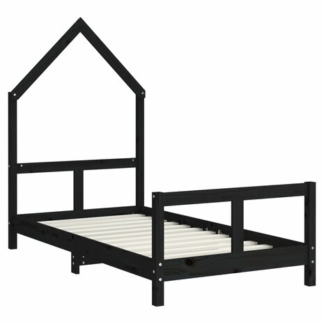 Kinderbedframe 80x160 cm massief grenenhout zwart 3