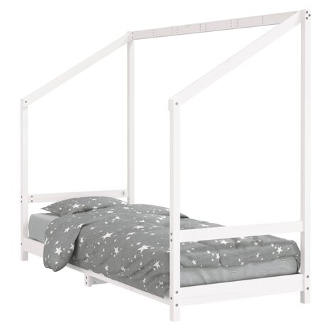 Kinderbedframe 80x200 cm massief grenenhout wit 2