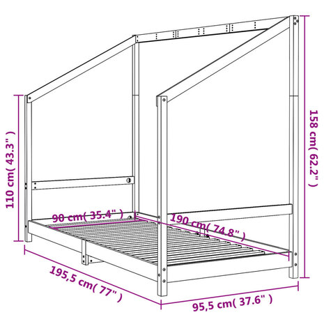 Kinderbedframe 90x190 cm massief grenenhout 9