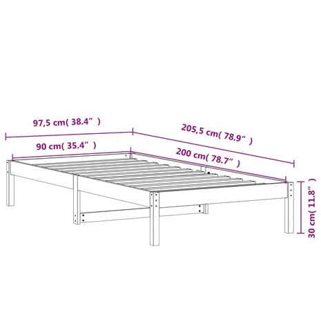 Slaapbank 90x200 cm massief grenenhout wasbruin 9