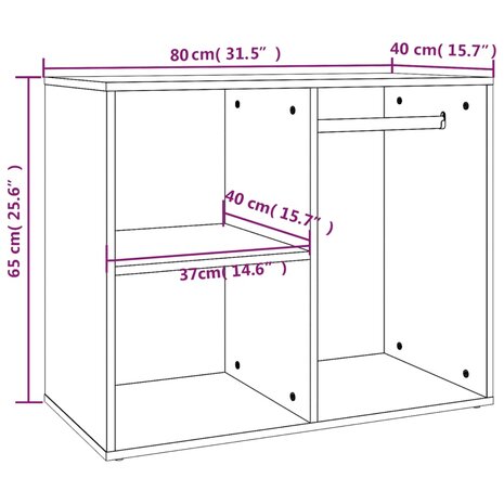 Kledingkast 80x40x65 cm bewerkt hout zwart 8