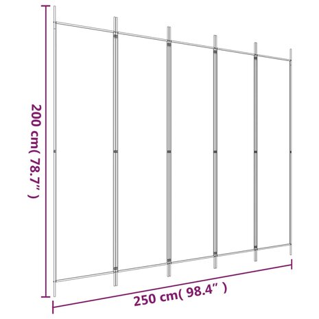 Kamerscherm met 5 panelen 250x200 cm stof bruin 8