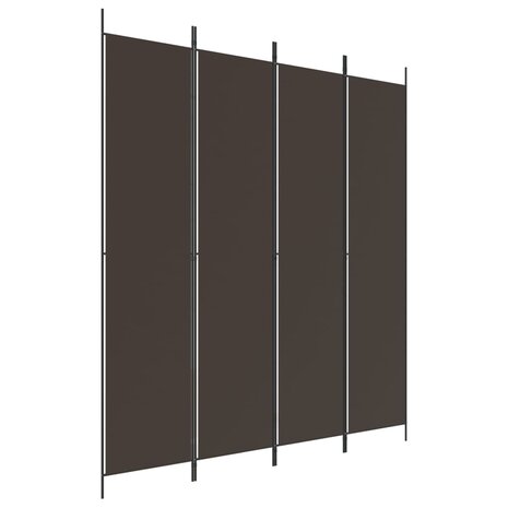 Kamerscherm met 4 panelen 200x220 cm stof bruin 2