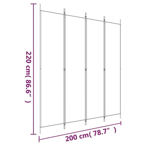 Kamerscherm met 4 panelen 200x220 cm stof bruin 8