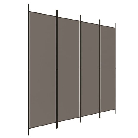 Kamerscherm met 4 panelen 200x220 cm stof antracietkleurig 2