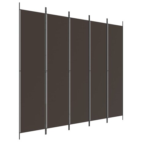 Kamerscherm met 5 panelen 250x220 cm stof bruin 2