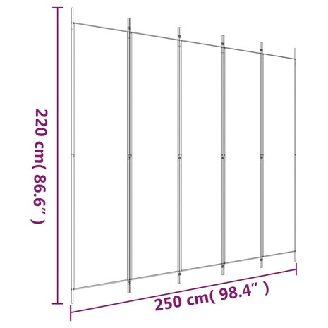 Kamerscherm met 5 panelen 250x220 cm stof antracietkleurig 8