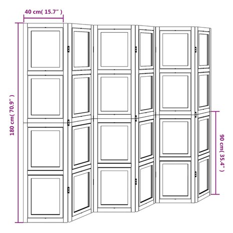 Kamerscherm met 6 panelen massief paulowniahout wit 9