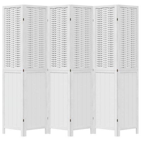 Kamerscherm met 6 panelen massief paulowniahout wit 4