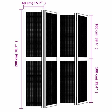 Kamerscherm met 4 panelen massief paulowniahout bruin 8