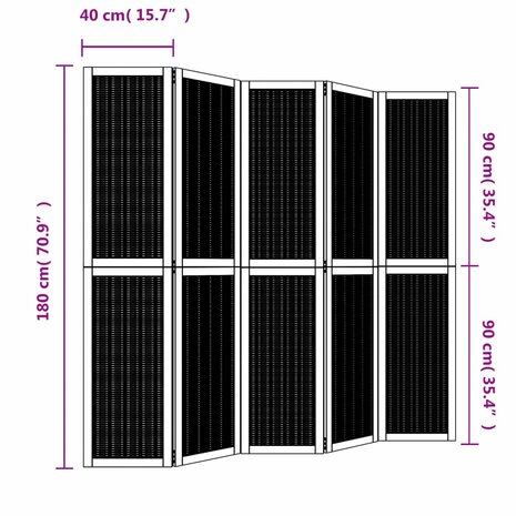 Kamerscherm met 5 panelen massief paulowniahout bruin 8