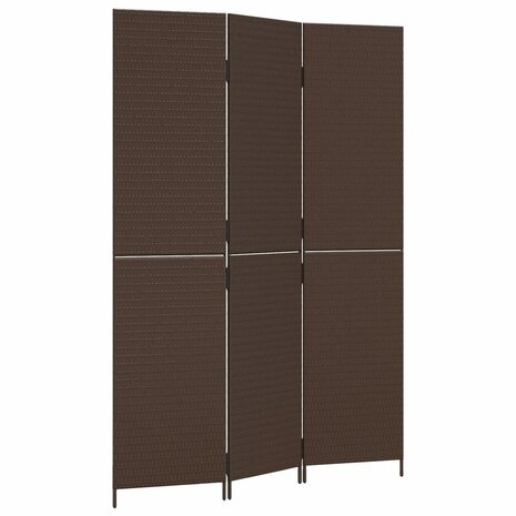 Kamerscherm 3 panelen poly rattan bruin 2