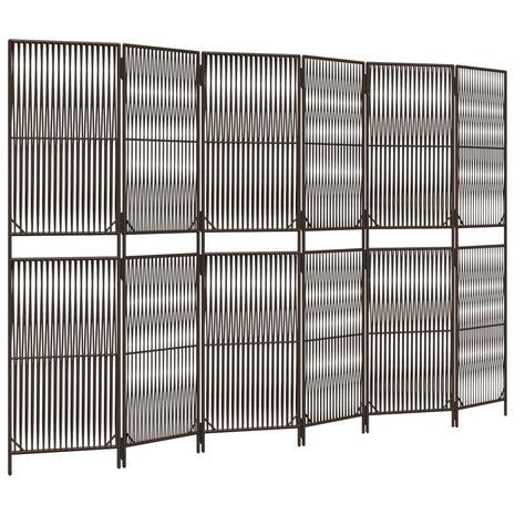 Kamerscherm 6 panelen poly rattan bruin 2