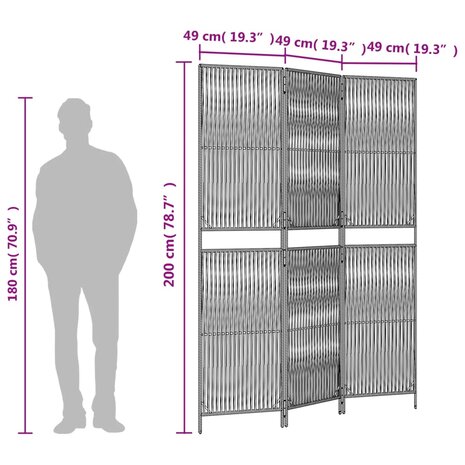 Kamerscherm 3 panelen poly rattan beige 9