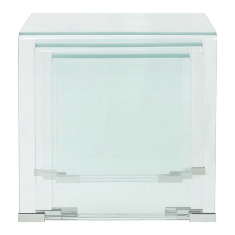 Bijzettafel set 3-dlg transparant gehard glas 5