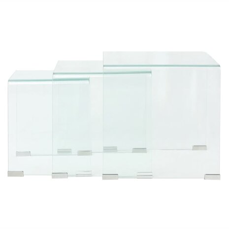 Bijzettafel set 3-dlg transparant gehard glas 6