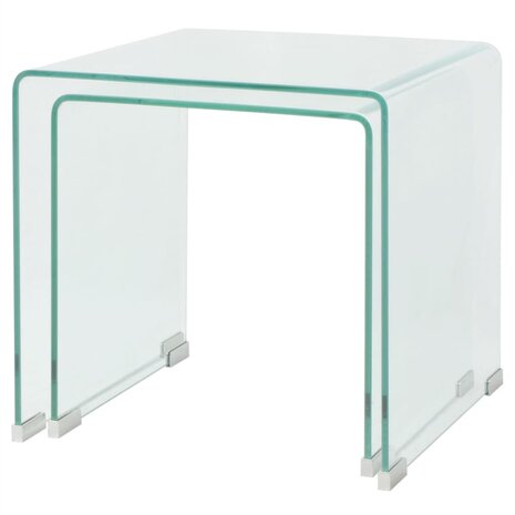 Bijzettafel set 2-dlg transparant gehard glas 3