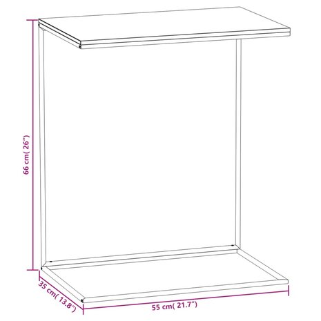 Bijzettafel 55x35x66 cm bewerkt hout wit 6