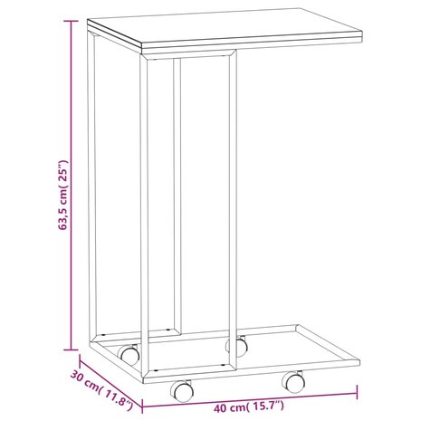 Bijzettafel met wieltjes 40x30x63,5 bewerkt hout zwart 6