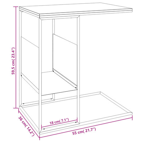 Bijzettafel 55x36x59,5 cm bewerkt hout wit 6