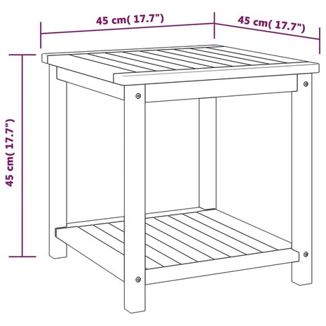 Bijzettafel 45x45x45 cm massief acaciahout 6