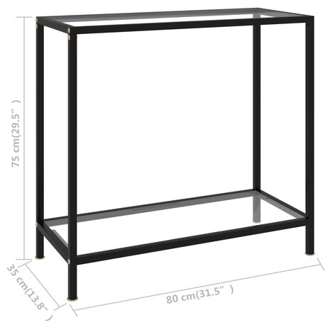 Wandtafel 80x35x75 cm gehard glas transparant 6