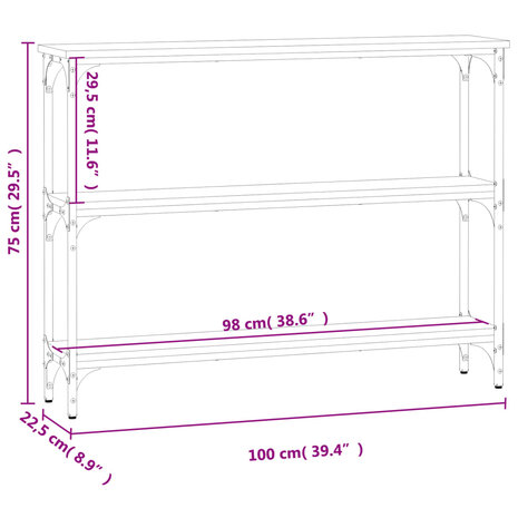 Wandtafel 100x22,5x75 cm bewerkt hout bruin eikenkleur 9