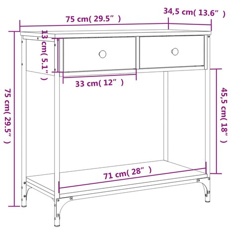 Wandtafel 75x34,5x75 cm bewerkt hout zwart 11