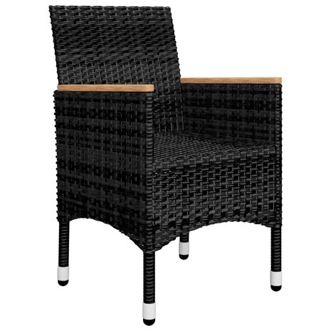 3-delige Bistroset poly rattan en gehard glas zwart 6