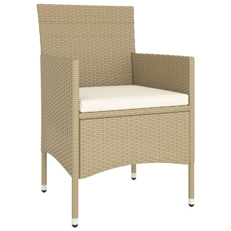 5-delige Bistroset poly rattan en gehard glas beige 4