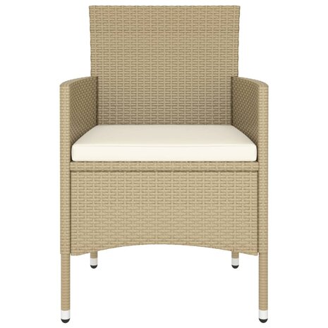 5-delige Bistroset poly rattan en gehard glas beige 5