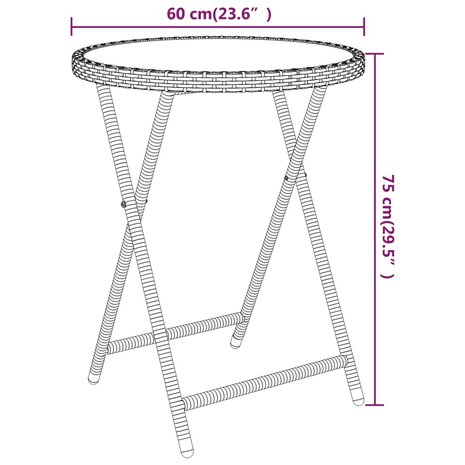 5-delige Bistroset poly rattan en gehard glas beige 12