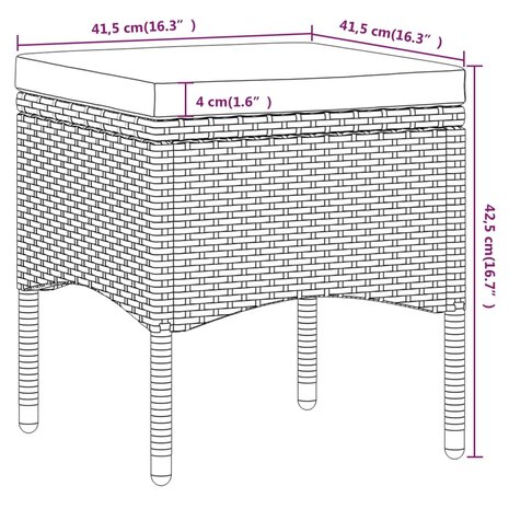 5-delige Bistroset poly rattan en gehard glas zwart 10