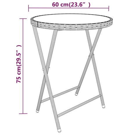 5-delige Bistroset poly rattan en gehard glas zwart 11