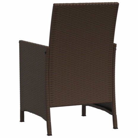 3-delige Bistroset met kussens poly rattan bruin 8