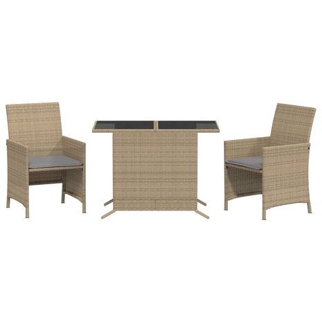 3-delige Bistroset met kussens poly rattan gemengd beige 2