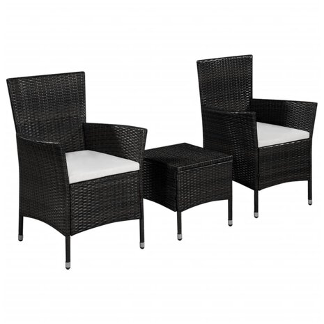 3-delige Bistroset poly rattan zwart 1