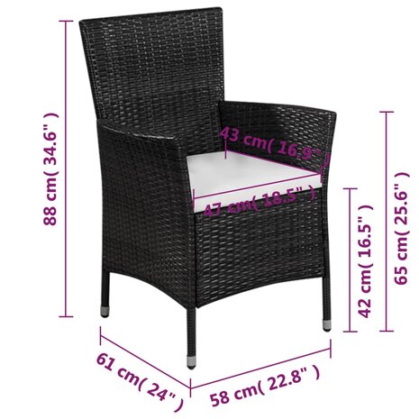 3-delige Bistroset poly rattan zwart 4