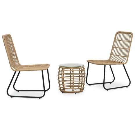 3-delige Bistroset poly rattan eikenkleurig 1