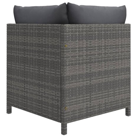 3-delige Loungeset met kussens poly rattan grijs 5