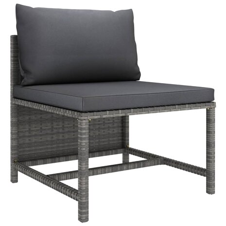 3-delige Loungeset met kussens poly rattan grijs 6