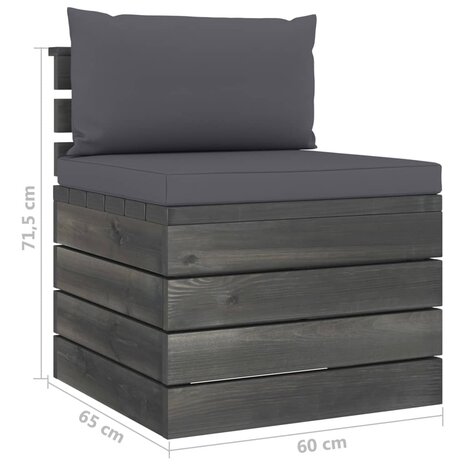 2-delige Loungeset met kussens pallet massief grenenhout 11