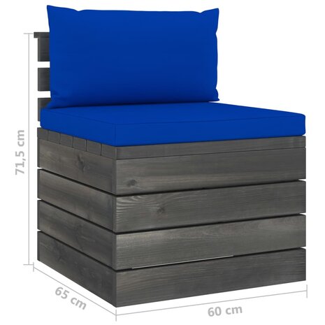 2-delige Loungeset met kussens pallet massief grenenhout 12