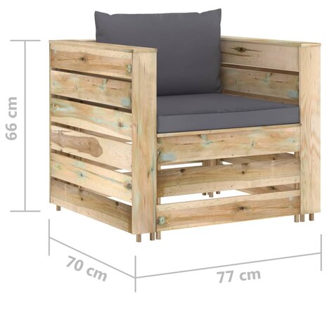 2-delige Loungeset met kussens groen geïmpregneerd hout 7