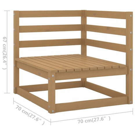 3-delige Loungeset massief grenenhout honingbruin 8