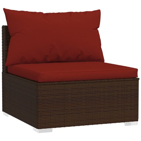 2-delige Loungeset met kussens poly rattan bruin 3